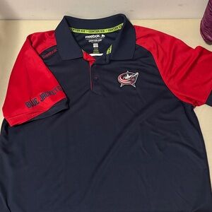Reebok Columbus Blue Jackets Navy and Red Polo Shirt
